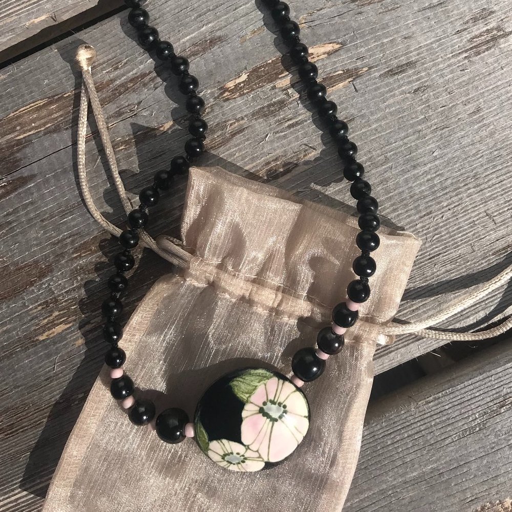 70's  Artisan Crafted Choker Necklace w/Clay Beads